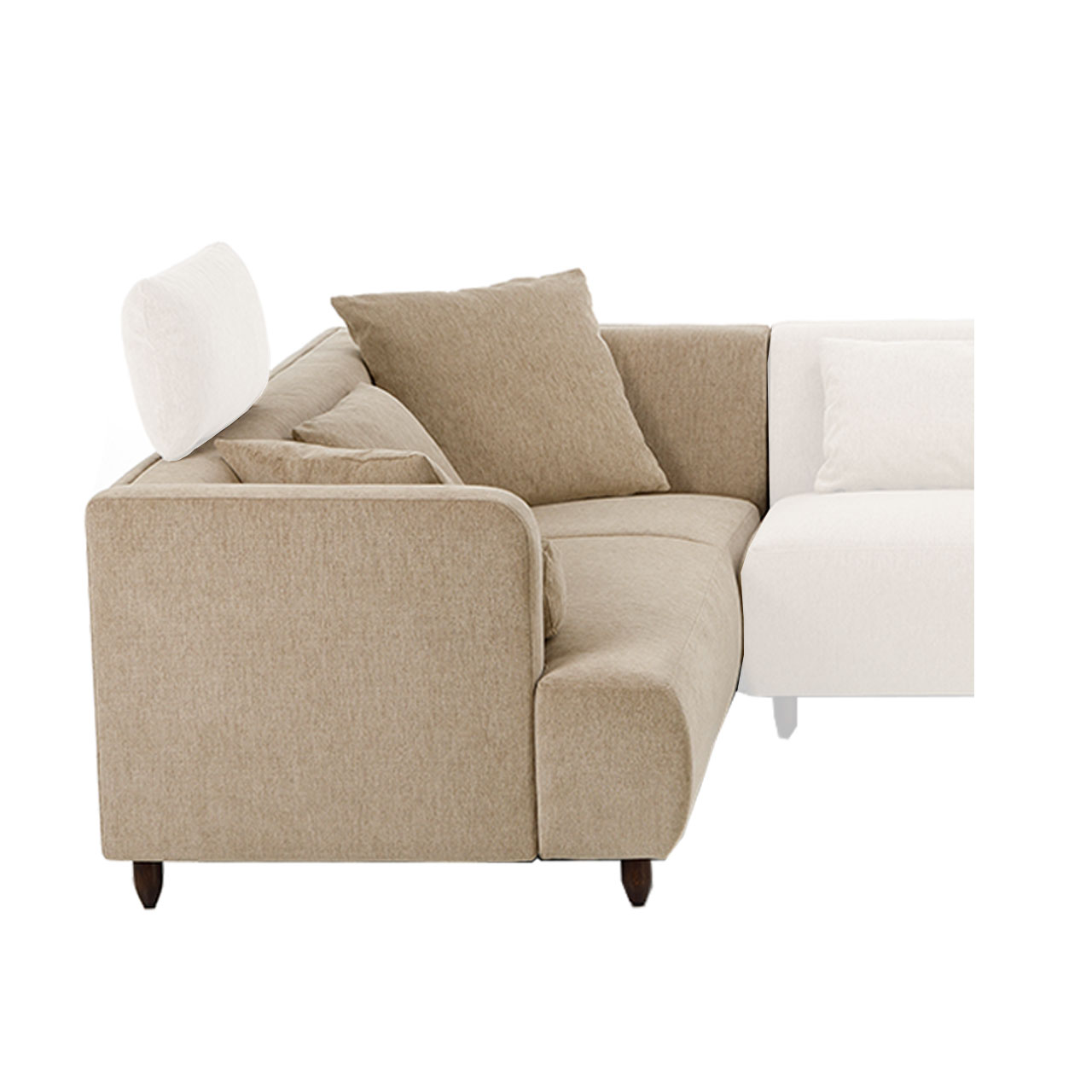 brühl aoyama 75026 Eckanbausofa mit konisch geformten Holzfüßen.