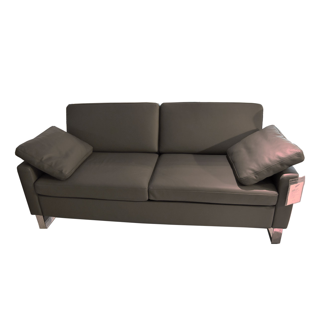 brühl alba 55/70 - Sofa 2,5-Sitzer 67608 Ledersofa mit zwei SItzplätzen und zwei Armlehnkissen. Mit Metallkufen verchromt glänzend.