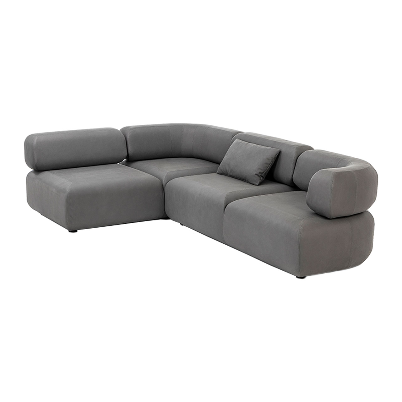 Openend all together 73620 + 73622 Eckgarnitur aus grauem Stoff bestehend aus zwei Openends der Serie all together mit kurzer Armlehne.