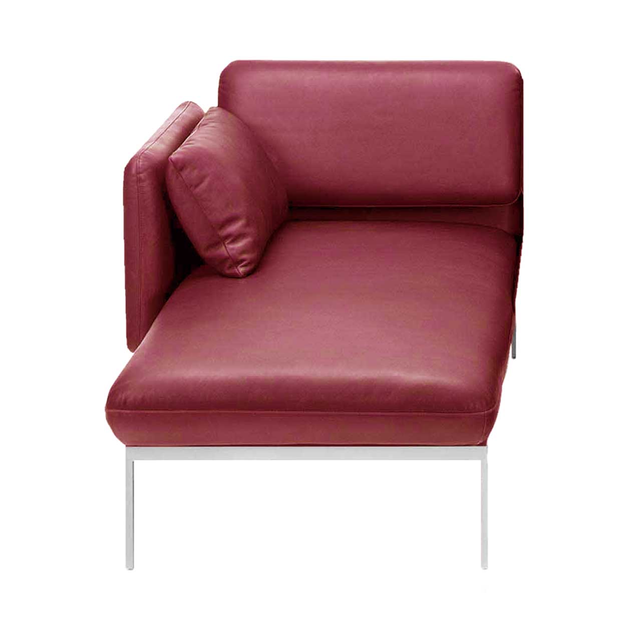 Longchair brühl roro small classic 74222 Longchair in rotem Leder mit Armlehne links der Serie roro small classic.