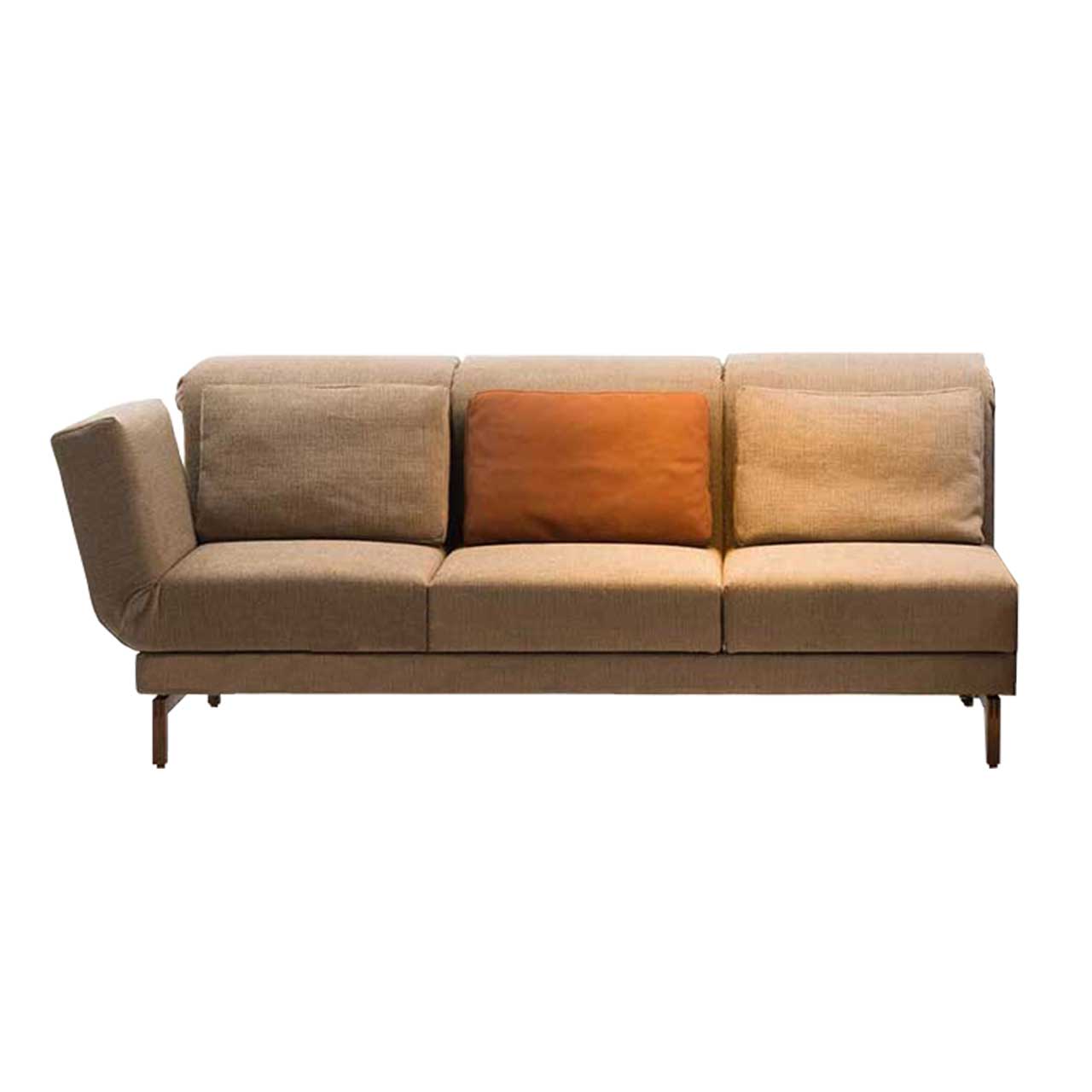 brühl moule medium - Anstellsofa 73126 3-Sitzer Drehsitz links Anstellsessel mit 3 Sitzen in hellbraunem Stoff mit Armlehne links.