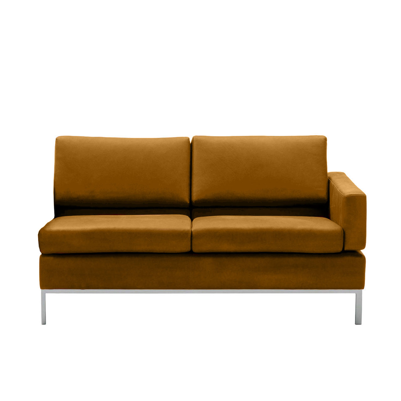 brühl tomo - Anstellsofa  Braunes Anstellsofa mit Untergestell in chrom glänzend mit Armlehne rechts.