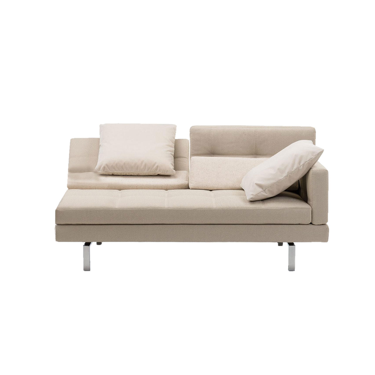 brühl amber Anstellsofa 2,5-Sitzer rechts Weißes Anstellsofa mit schmaler Armlehne auf der rechten Seite.