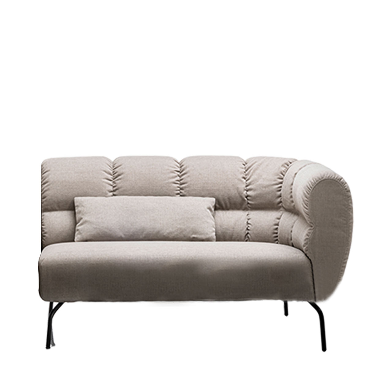 brühl magnolia - Anstellsofa 1,5-Sitzer rechts 73019 Anstellsofa der Serie brühl magnolia mit Armlehne rechts in hellgrauem Leder mit schwarzen Metallfüßen.