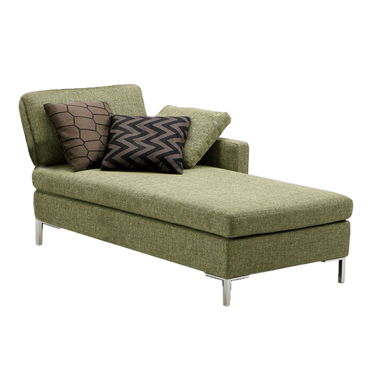 brühl alba - Longchair A2 Grüner Longchair mit Füßen in chrom glänzend.