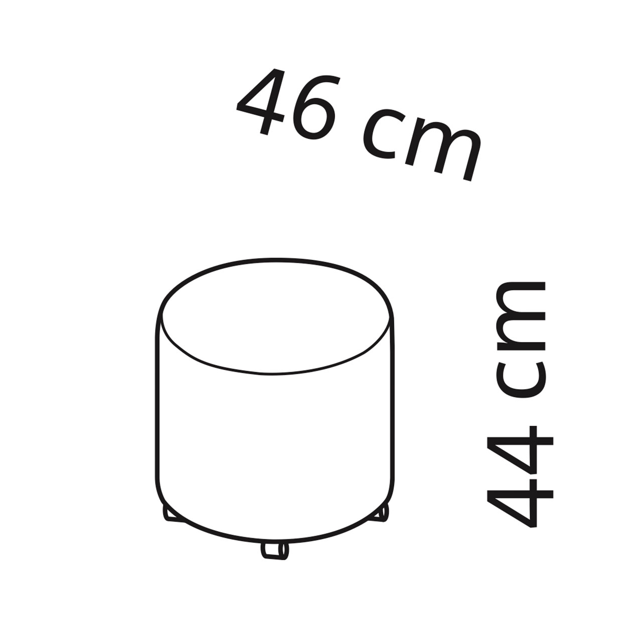 Maßzeichnung brühl armand Hocker 71662. Maßzeichnung für den Hocker armand 71662 mit Rollen.