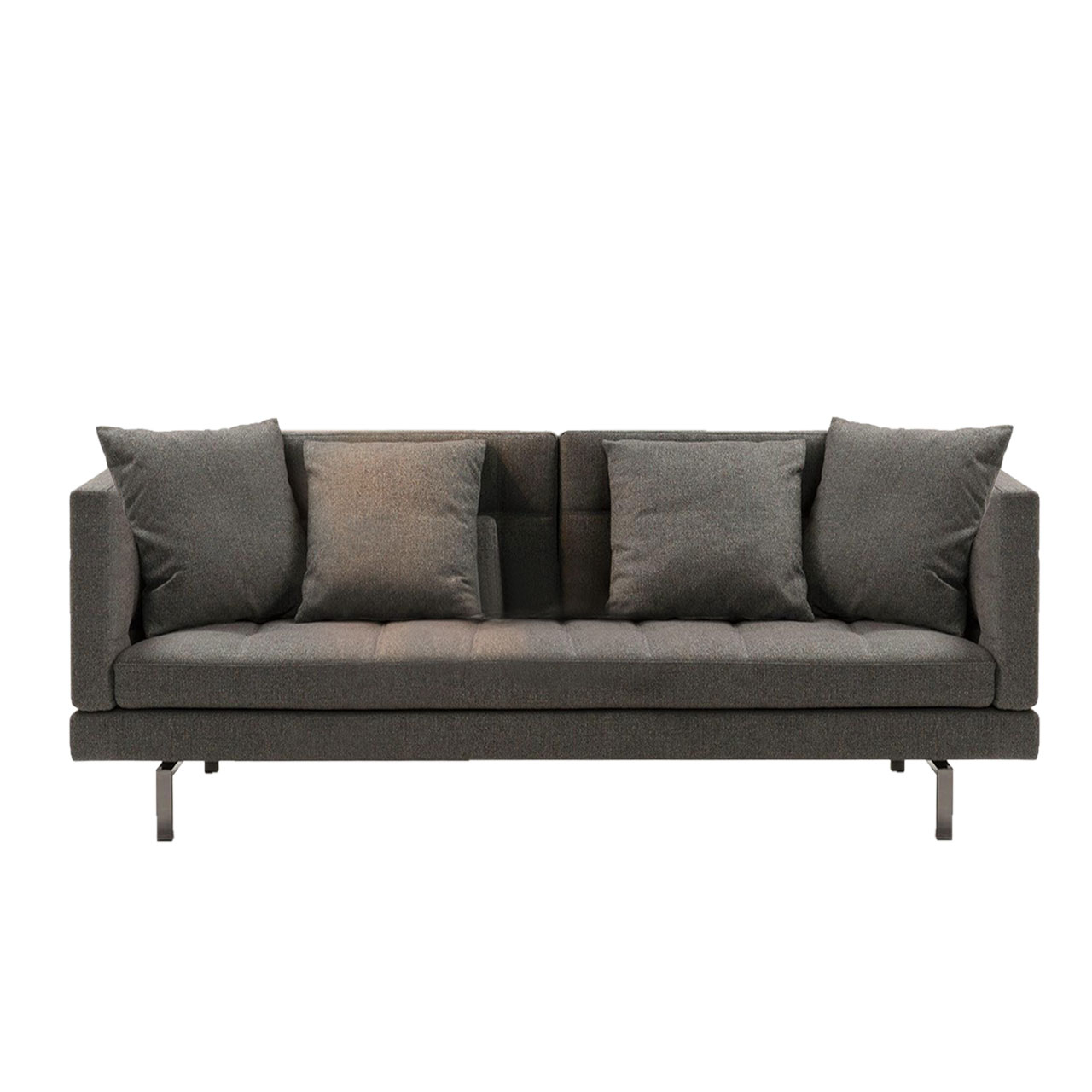 brühl amber Sofa 2,5-Sitzer Dunkelbraunes Sofa mit schmalen, halbhohen Armlehnen.