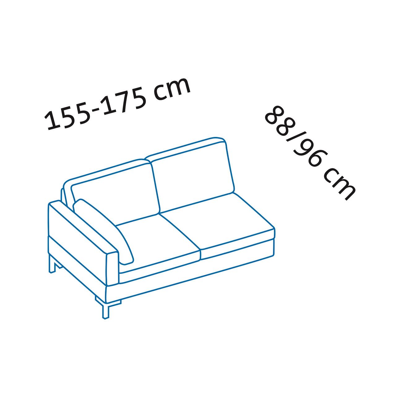 Maßzeichnung alba system Anstellsofa W1 Maßzeichnung alba system Anstellsofa W1