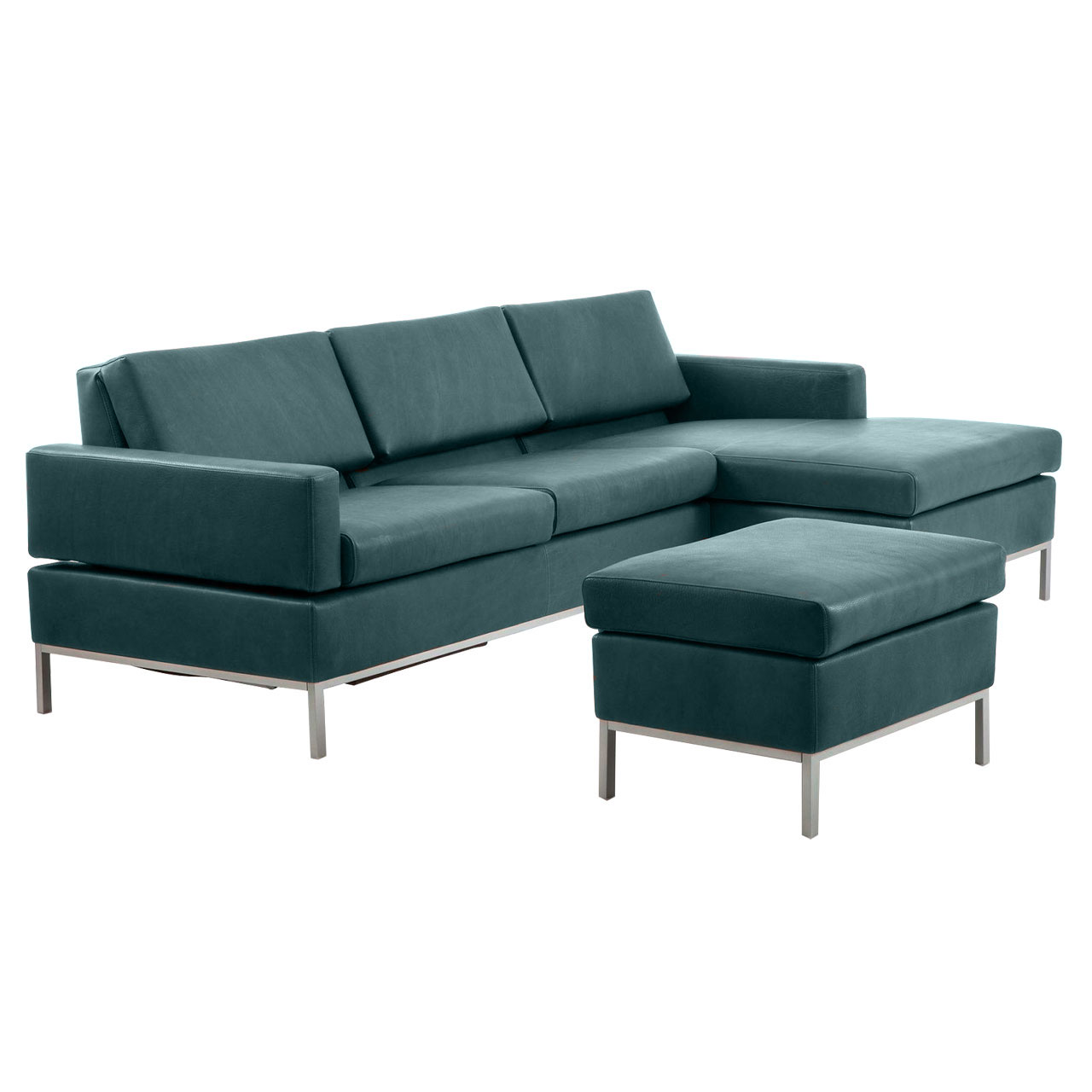 brühl tomo - Eckgruppe Grüne Eckgarnitur mit Longchair rechts.