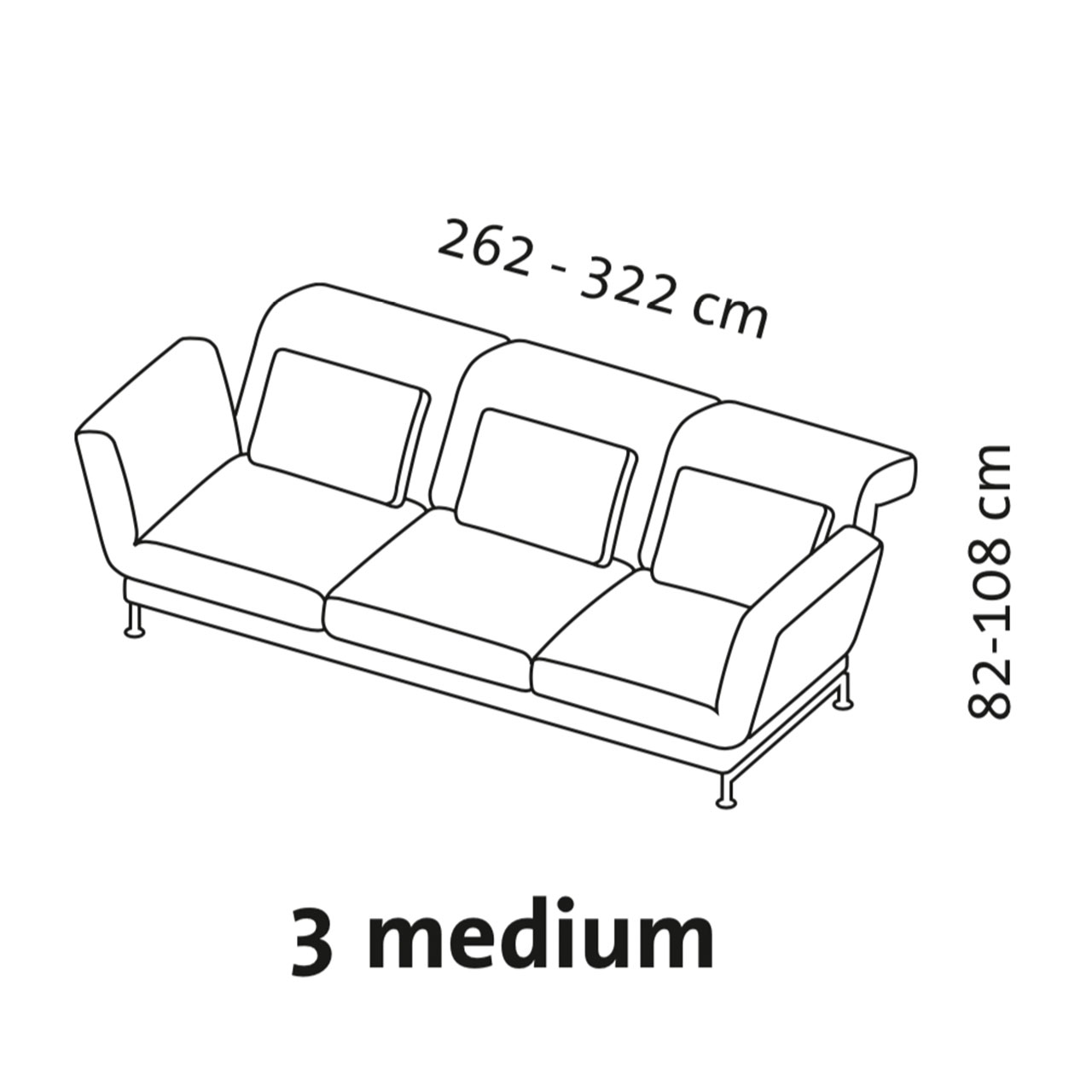 Maßzeichnung brühl moule medium 73112 Maßzeichnung brühl moule medium Sofa 3-Sitzer
