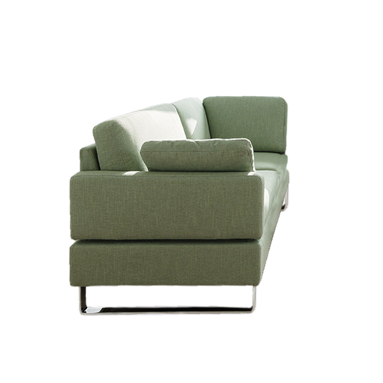 brühl alba - Eckanbausofa C1 Grünes Sofa mit Kufen in chrom glänzend.