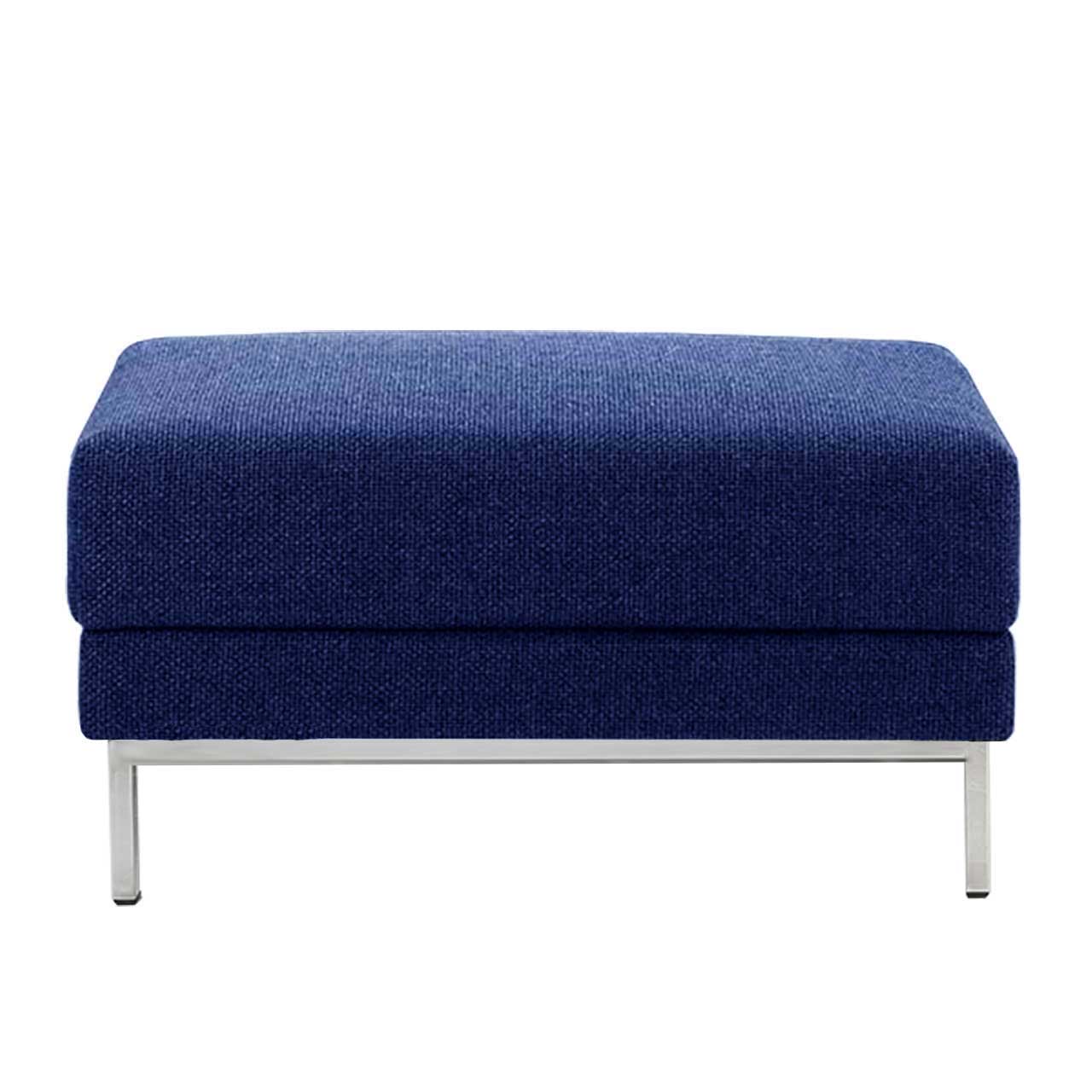 brühl four two Hocker Blauer quadratischer Hocker mit blauem Stoff und Untergestell in chrom glänzend.