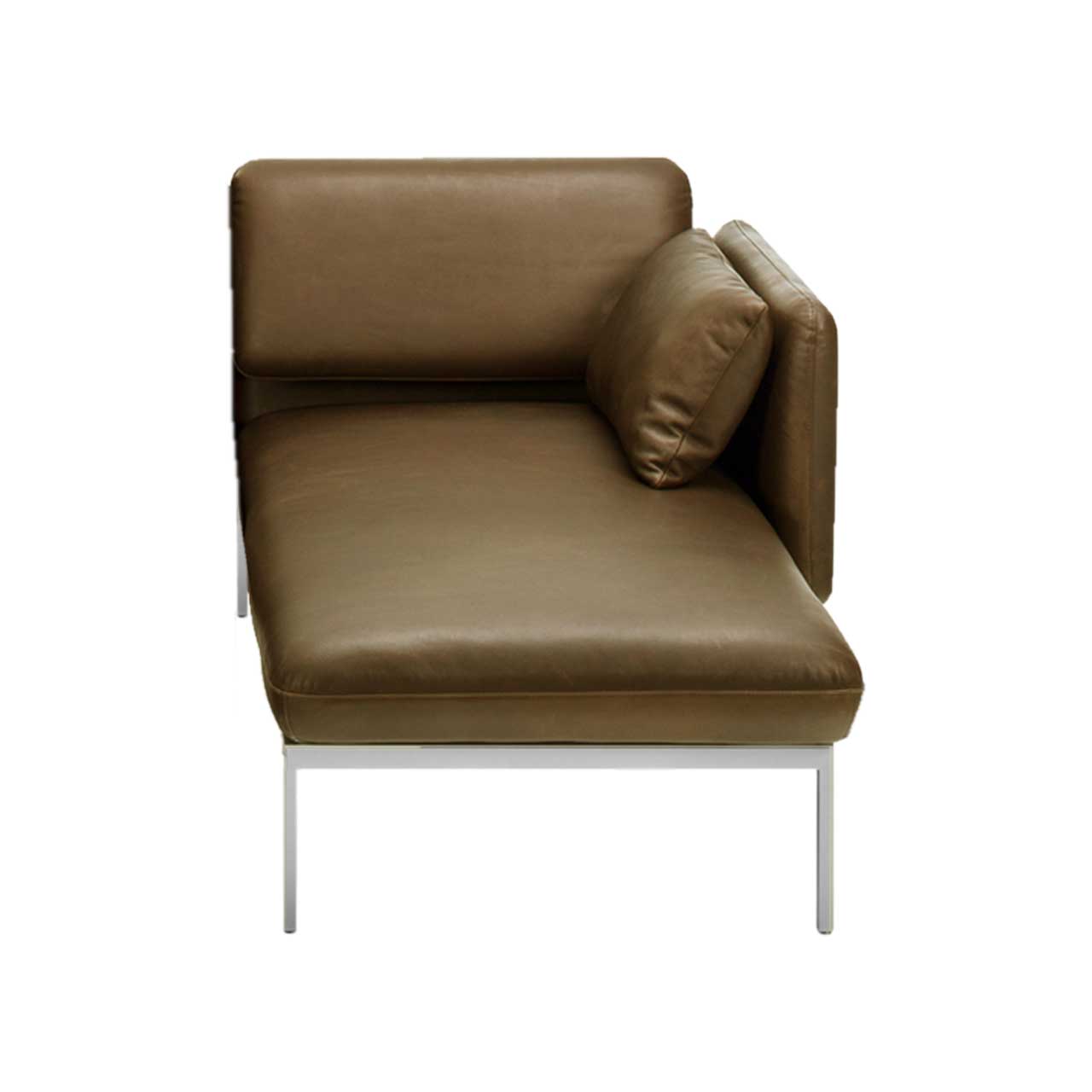 Longchair brühl roro small classic 74223 Longchair in braunem Leder mit Armlehne rechts der Serie roro small classic.