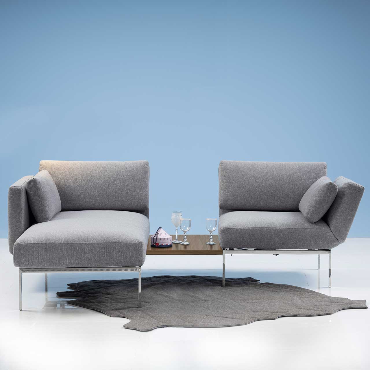 Einhängetisch brühl roro small classic 74295 Nussbaum Longchair und Anstellsessel der Serie brühl roro small classic mit Einhängetisch 74295 in Nussbaum