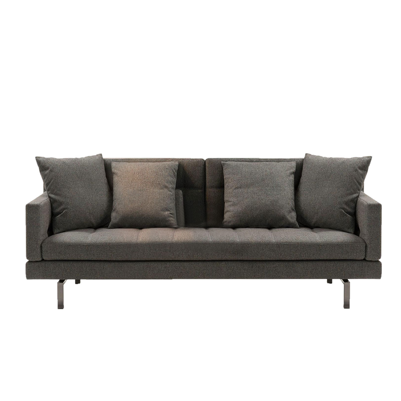 brühl amber Sofa 2,5-Sitzer Dunkelbraunes Sofa mit schmalen, halbhohen Armlehnen.