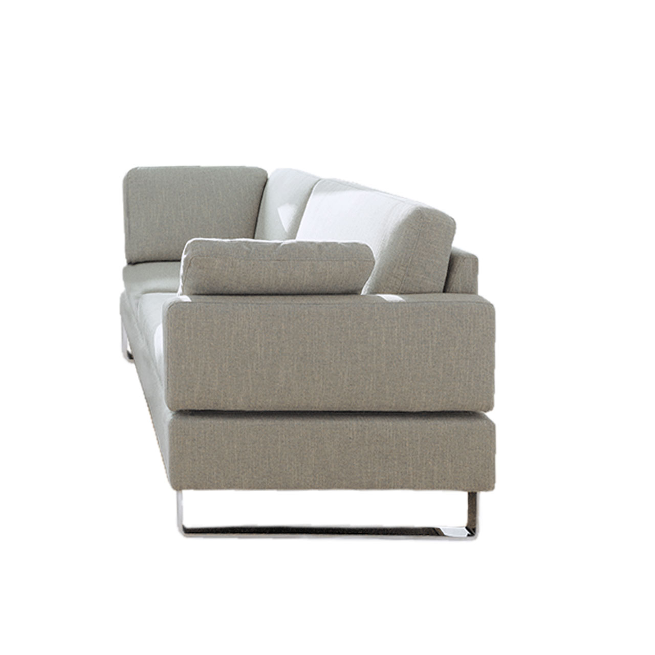 brühl alba - Eckanbausofa C2 Beiges Sofa mit Kufen in chrom glänzend.