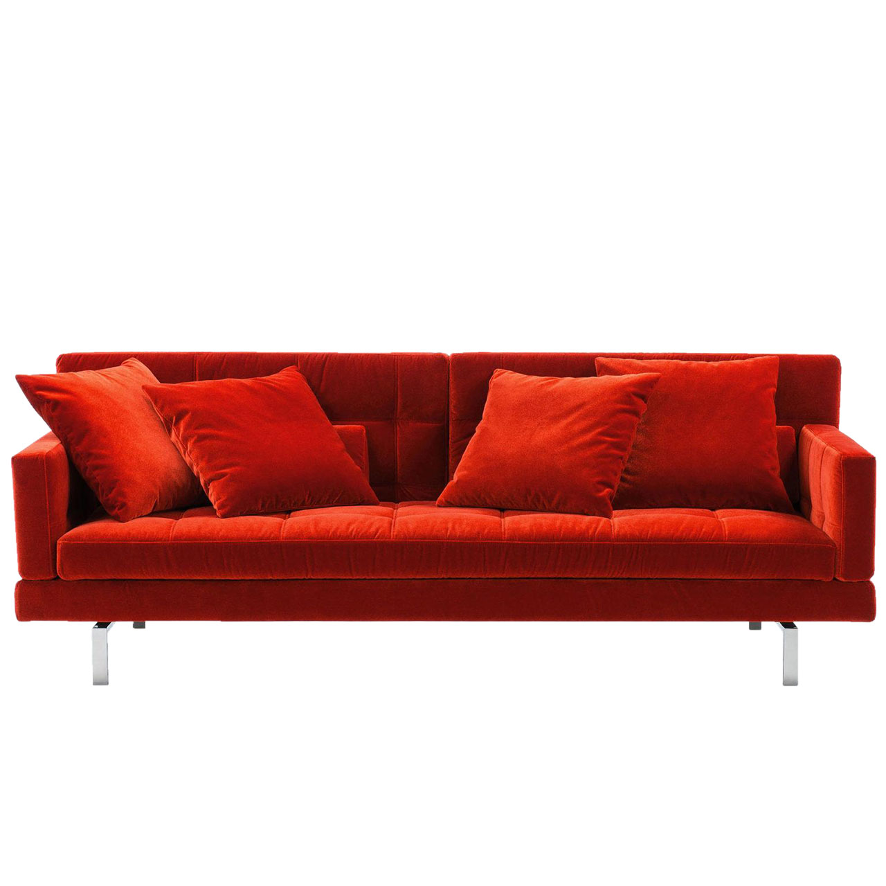 brühl amber Sofa 3-Sitzer Rotes Sofa mit schmalen, halbhohen Armlehnen.