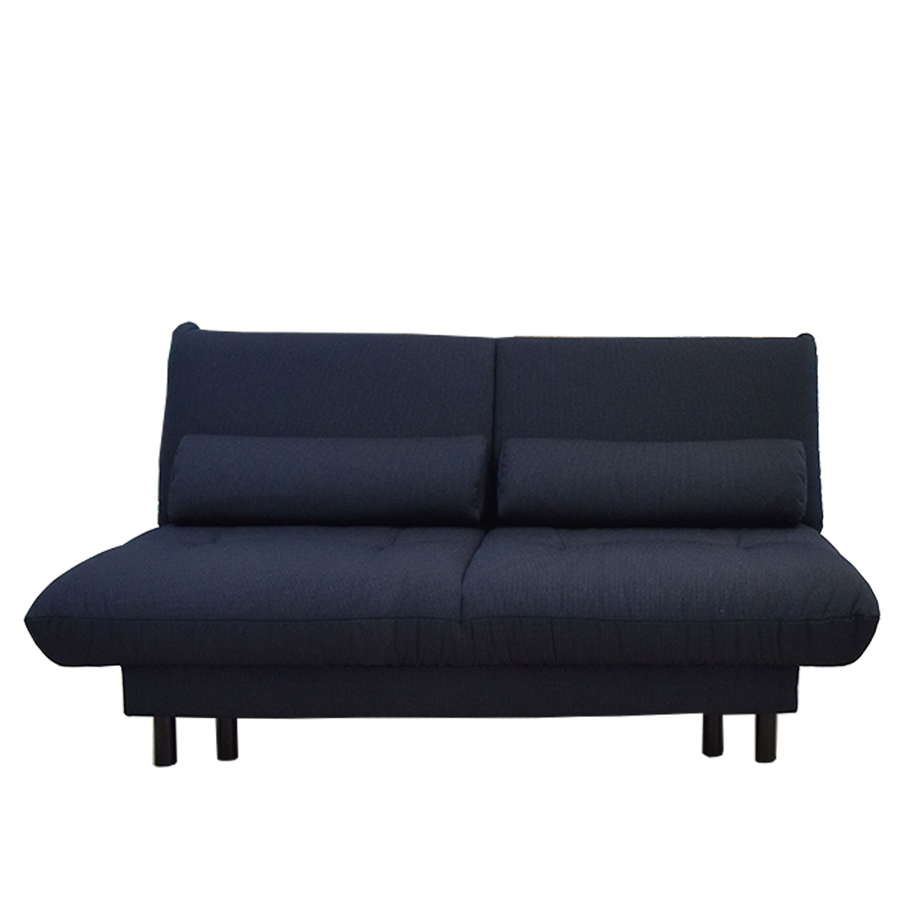 brühl quint – Bettsofa 31616 Dunkelblaues Bettsofa mit schwarzen Füßen.