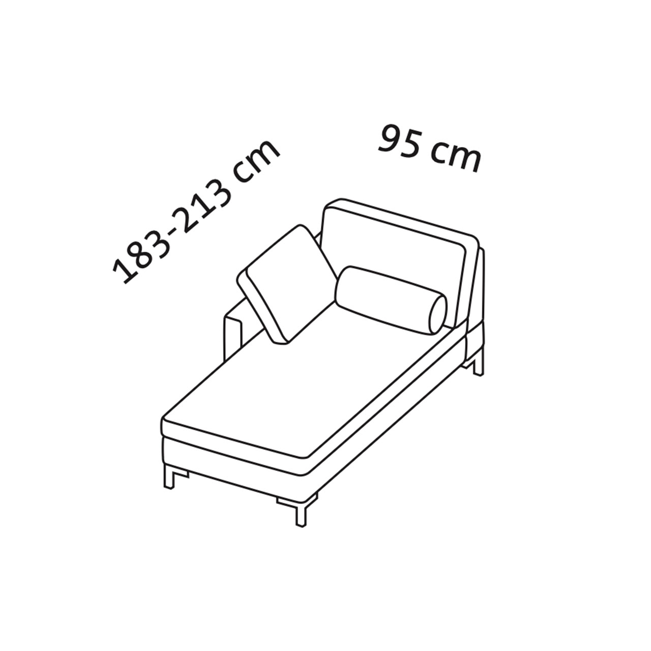 Maßzeichnung alba system Longchair A1 Maßzeichnung alba system Longchair A1