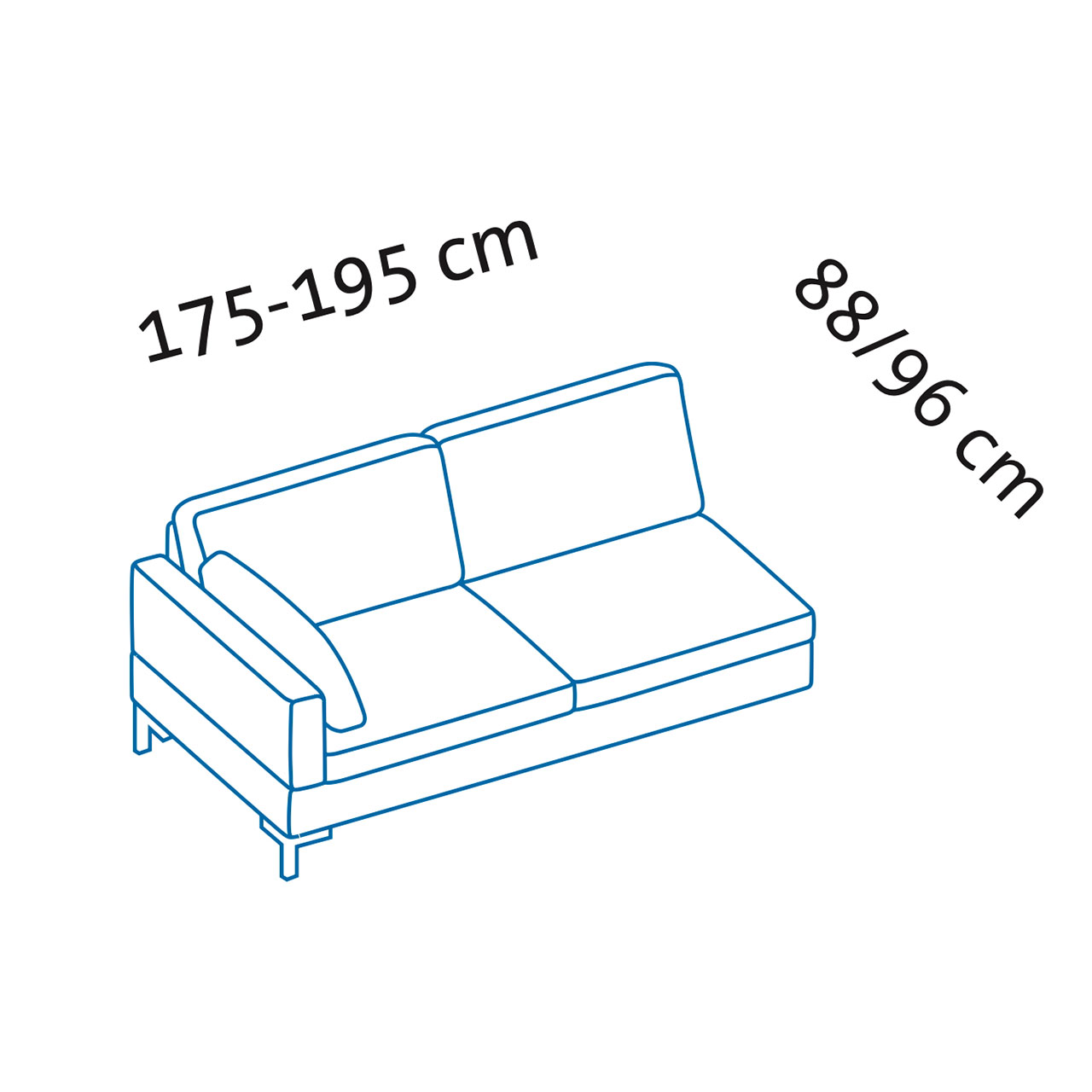 Maßzeichnung alba system Anstellsofa X1 Maßzeichnung alba system Anstellsofa X1