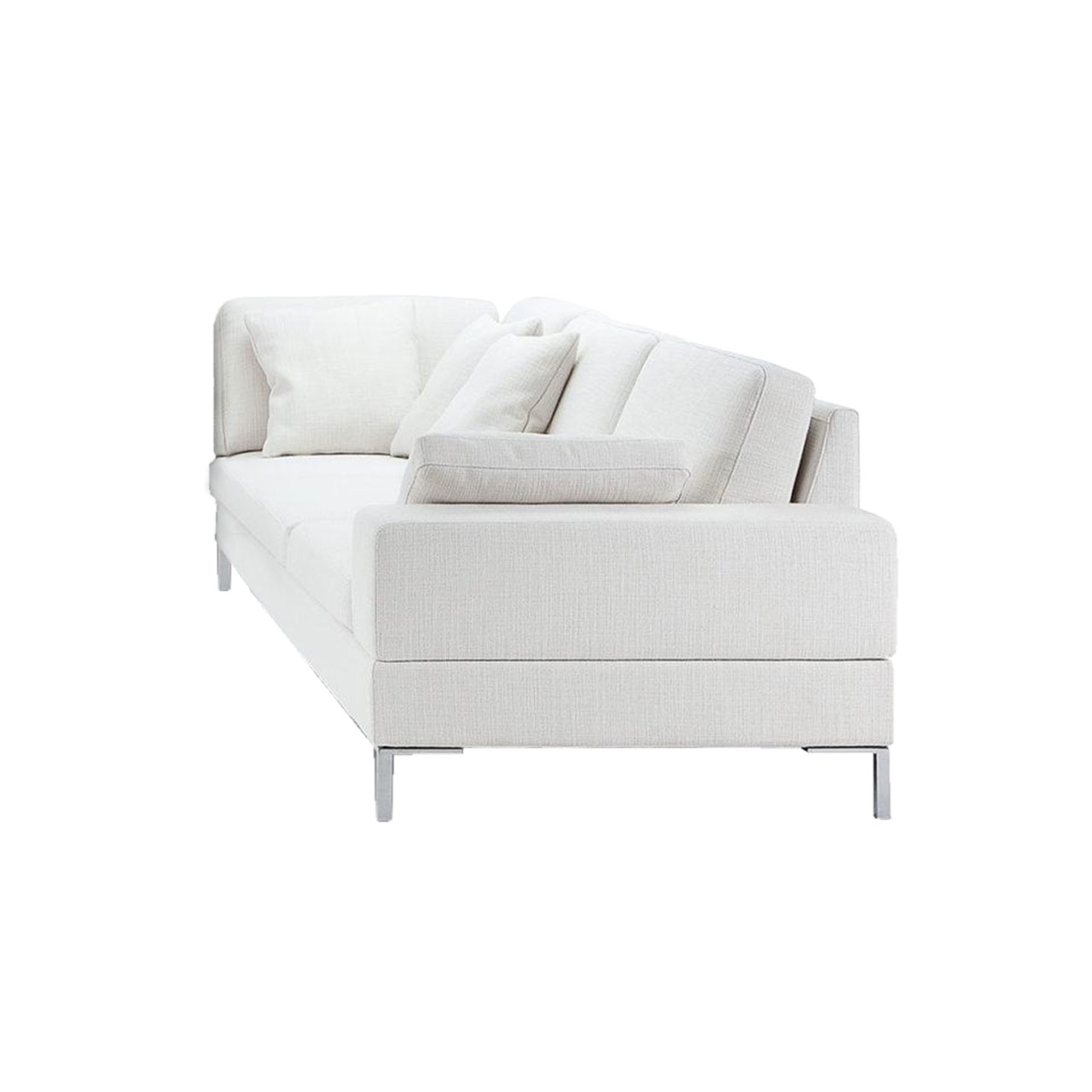 brühl alba - Eckanbausofa B2 Weißes Sofa mit Beinen in chrom glänzend.