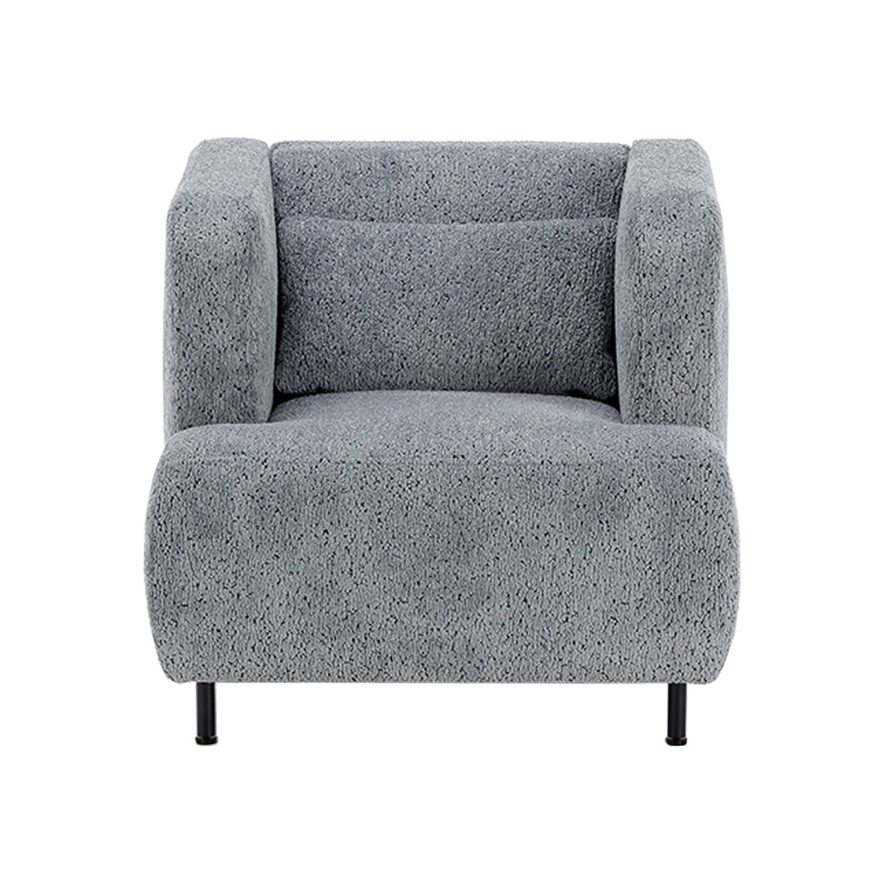 brühl aoyama 75001 Kubischer Sessel in grauem Stoff mit schwarzen Metallfüßen..