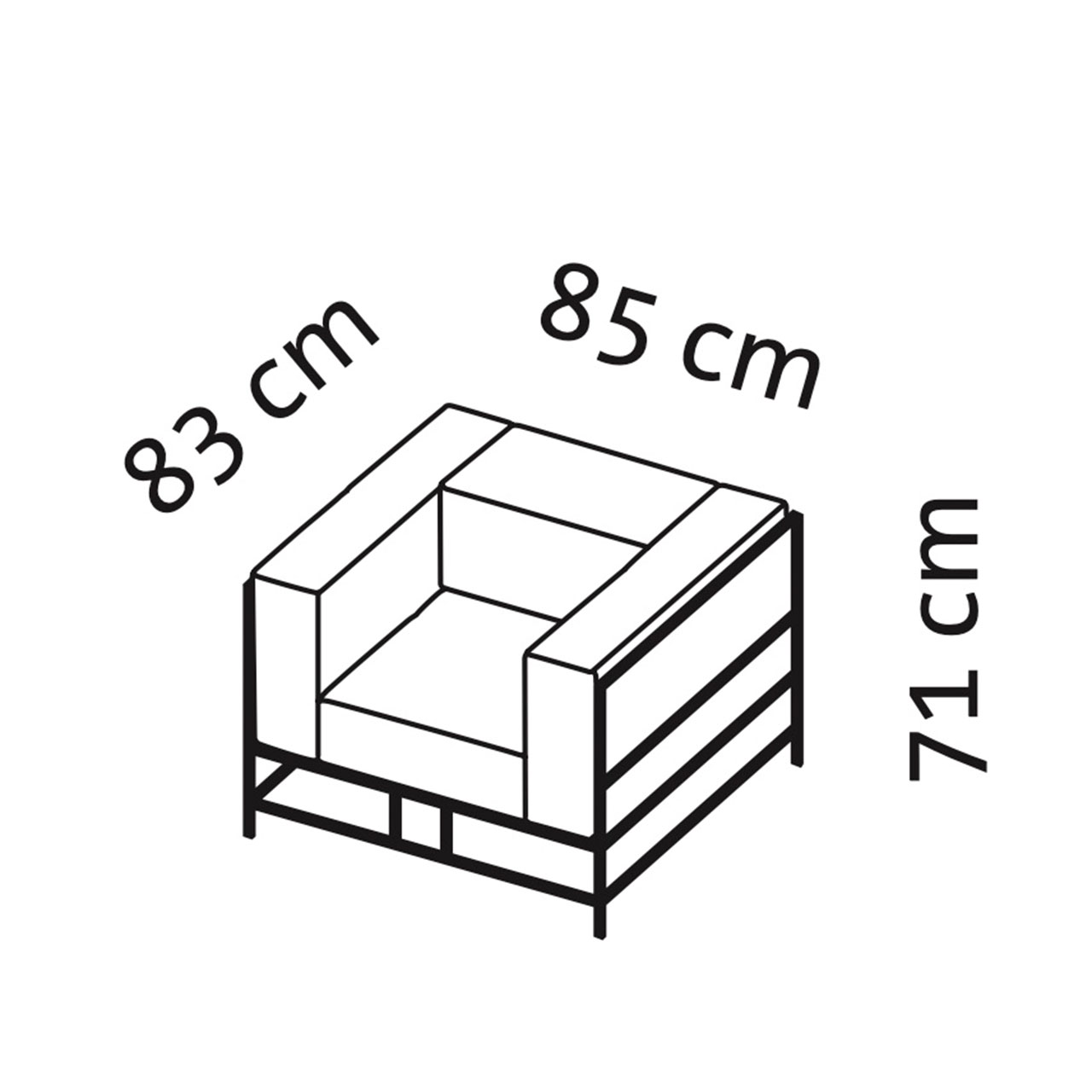 Maßzeichnung brühl easy pieces 62002 Maßzeichnung brühl easy pieces Sessel