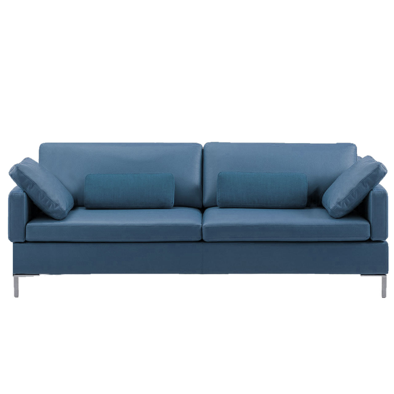 brühl alba - Sofa 4-Sitzer Blaues Ledersofa mit vier Sitzplätzen.