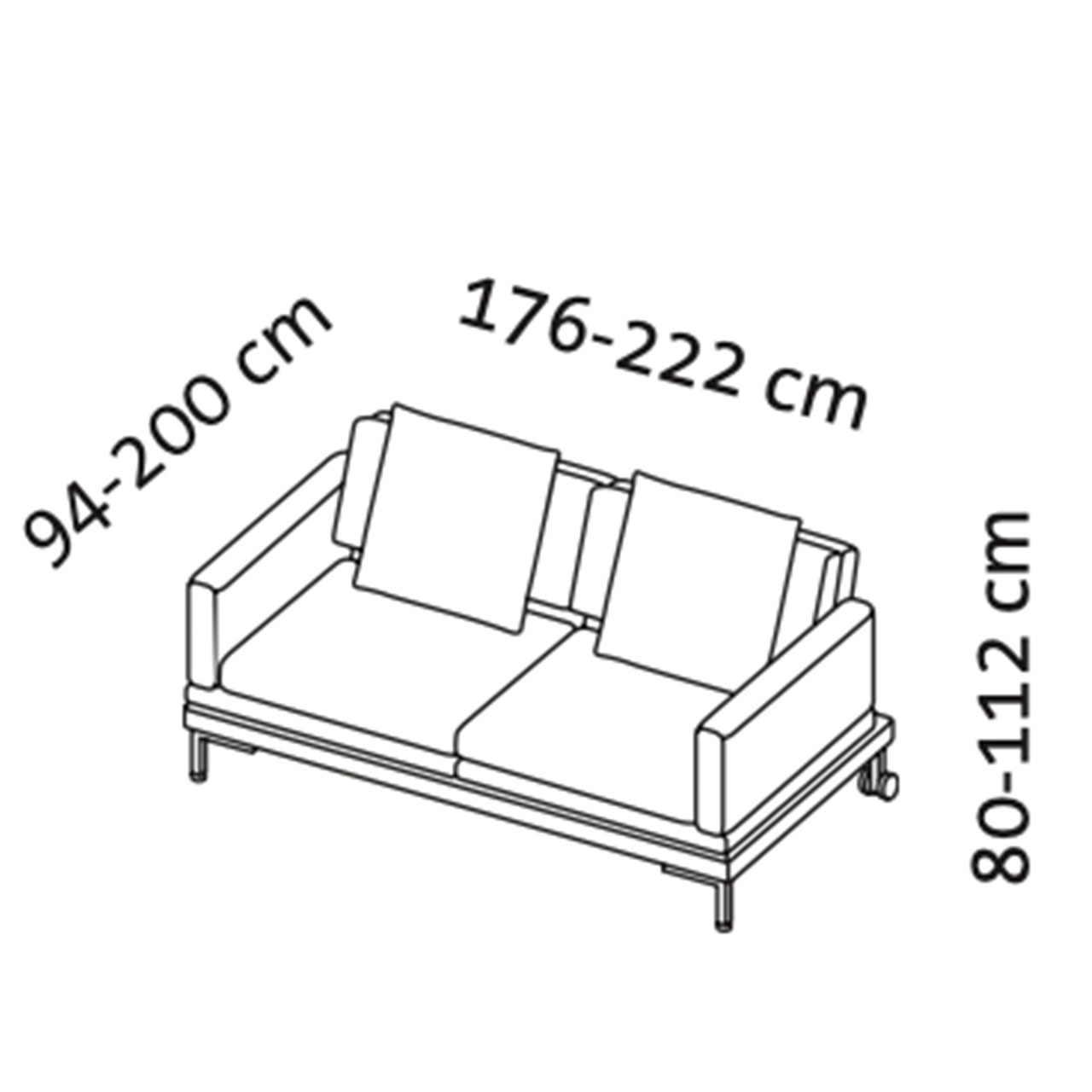 Maßzeichnung brühl fold out Schlafsofa 72215. Maßzeichnung für das Bettsofa fold out 72215.