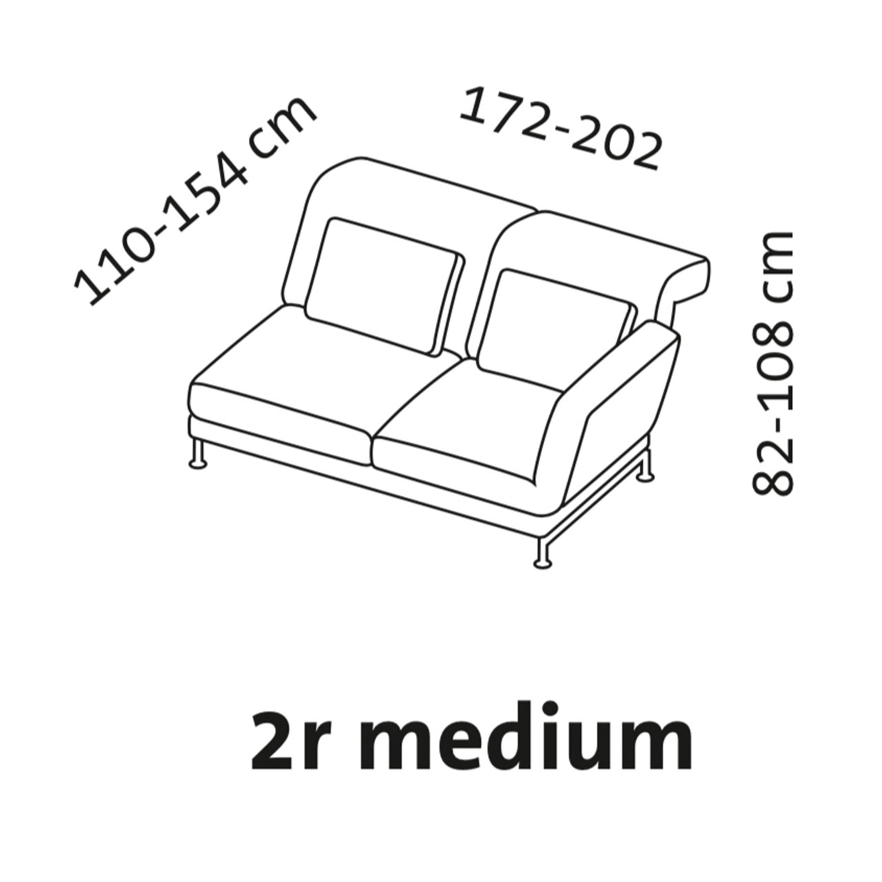 Maßzeichnung brühl moule medium 73123 Maßzeichnung brühl moule medium Anstellsofa 2-Sitzer