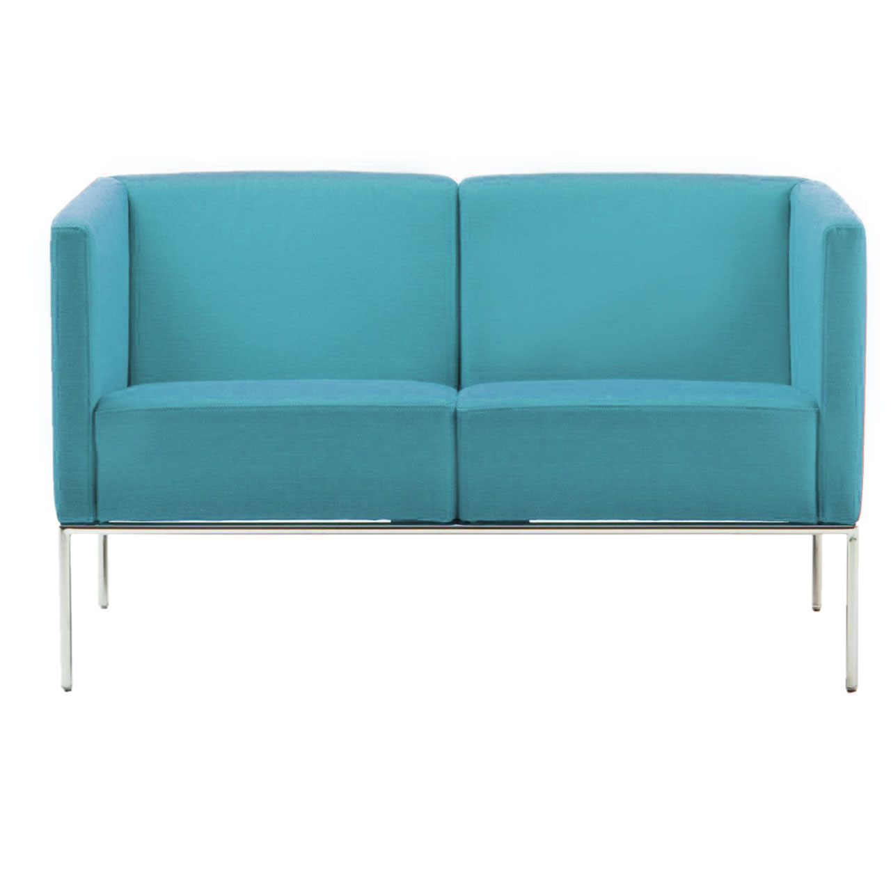 brühl add1 Sofa Ein Sofa der Serie add1 mit 2 Sitzen in der Stofffarbe türkis. Das Untergestell ist mattchrom lackiert.