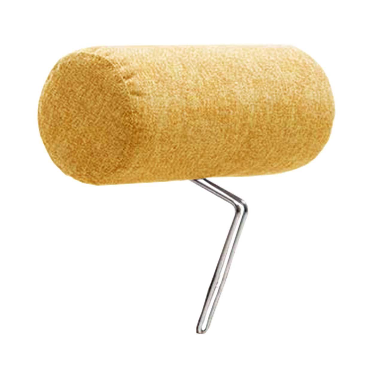 brühl four two Kopfstütze Kopfstütze. Das Kissen ist zylindrisch in gelben Stoff. Der Bügel zum Befestigen am Sofa ist Metall chrom glänzend.
