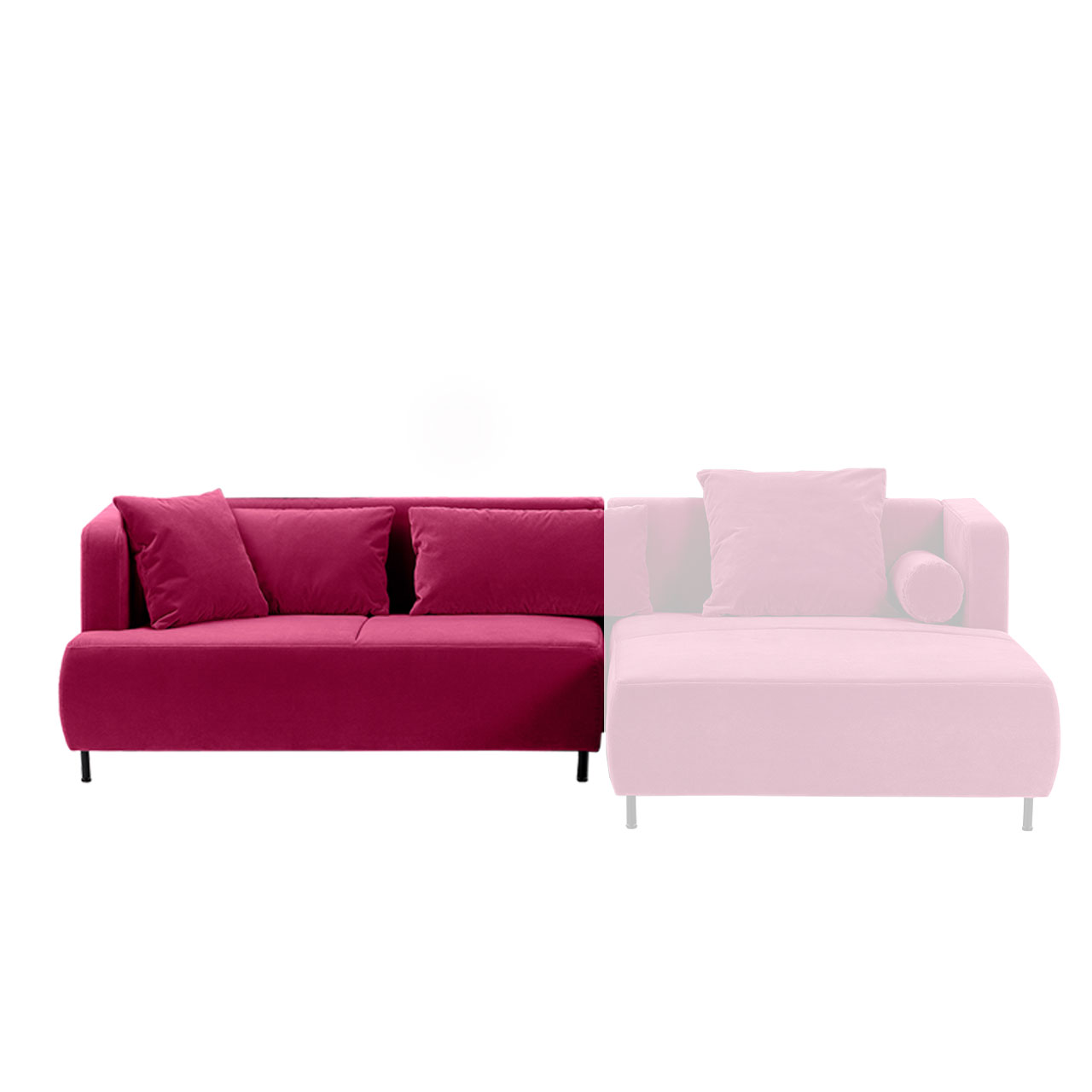 brühl aoyama 75024 Anstellsofa mit Armlehne links in einem roten Stoff.